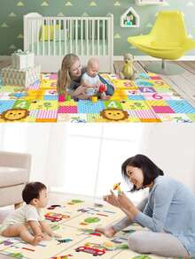 1 件装可折叠婴儿爬行垫，柔软泡沫游戏垫，适合婴幼儿，客厅软地垫，带包边 - 杏色 - 查看 9