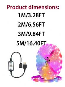一套 1-100 英尺 RGB LED 灯带，5V USB 供电，适用于智能家居，可通过 APP 控制，自粘式 LED 灯带，适用于卧室、游戏室、天花板、派对、节日礼物、圣诞节和婚礼装饰、家居装饰派对节日照明、客厅卧室电视背景氛围灯（带记忆模式） - 彩色光 - 查看 11