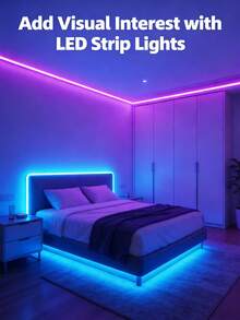 一套 1-100 英尺 RGB LED 灯带，5V USB 供电，适用于智能家居，可通过 APP 控制，自粘式 LED 灯带，适用于卧室、游戏室、天花板、派对、节日礼物、圣诞节和婚礼装饰、家居装饰派对节日照明、客厅卧室电视背景氛围灯（带记忆模式） - 彩色光 - 查看 2