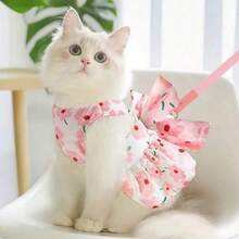 Pet Kitty/Puppy Princess Style Leash Dress, Suitable For Munchkin, Ragdoll, Scottish Fold, Poodle, Samoyed, With Attached Leash - Pink - View 10
