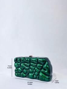 新款欧美不对称贝壳亚克力手拿包，时尚婚礼/派对手提包 - 綠色 - 查看 8