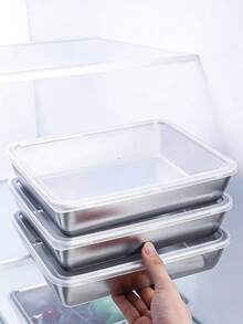 Bộ 1/2/4 hộp đựng thực phẩm bằng thép không gỉ, có nắp trong suốt, chống rò rỉ, xếp chồng được, bền chắc, thích hợp sử dụng trong nhà và ngoài trời, dùng để bảo quản thực phẩm, thịt, nông sản, dụng cụ nhà bếp, phụ kiện nấu nướng, dễ bảo quản và vệ sinh. - Xem 4