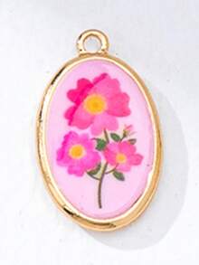 1pc Oval-Shaped DIY Jewelry Pendant, Suitable For Necklace, Bracelet, Earring Making - Gold Plated Enamel Ocean & Fruit Pendant, Jewelry Making Supplies - Summer Theme Jewelry Accessory - Multicolor - View 29