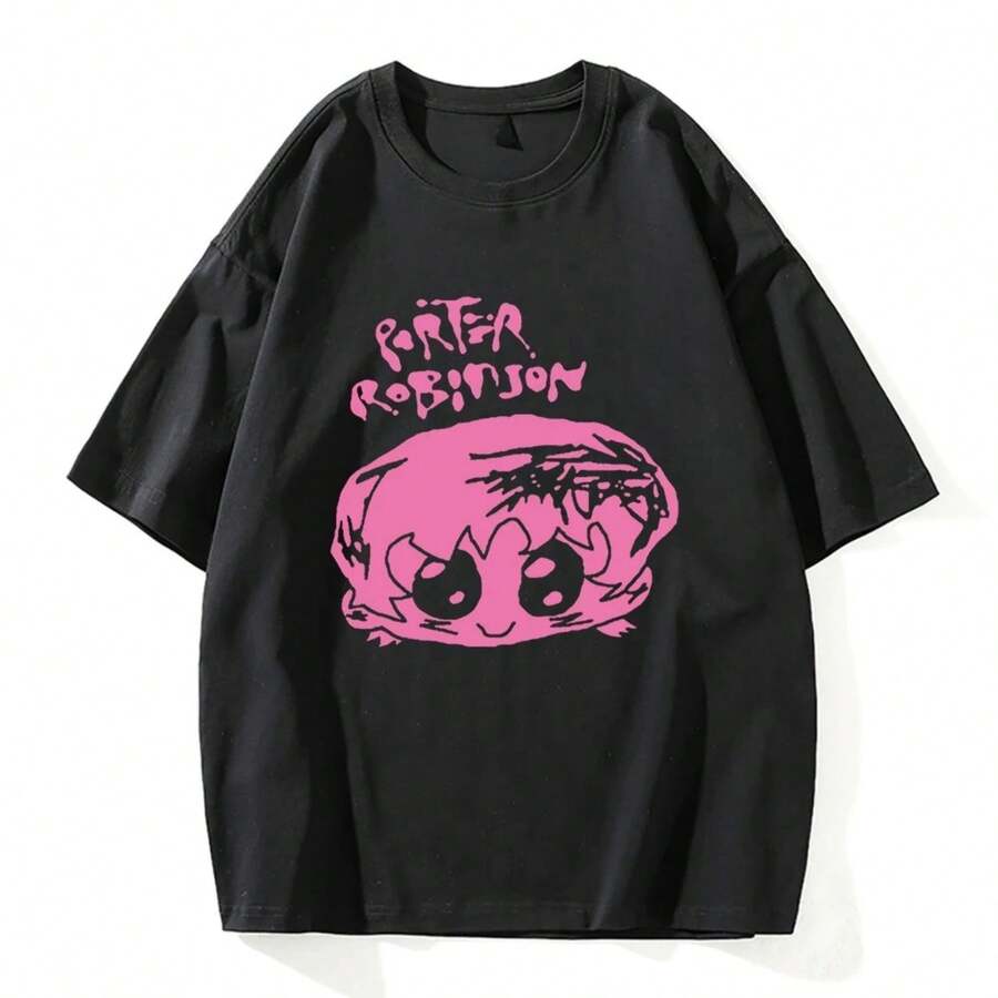 Porter Robinson Fashion Men's High Quality Kawaii Harajuku Aesthetic Graphic T-Shirt Unisex Vintage Everyday Cotton T-Shirt - màu đen - Xem 1