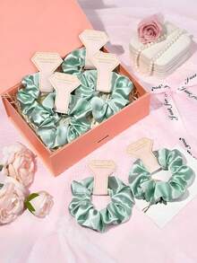 2Pcs Satin Bridesmaid Hair Ties, Soft Ponytail Holders, Bridal Shower Wedding Party Favors, Wedding Guest Gift Hair Accessories - Multicolor - View 9