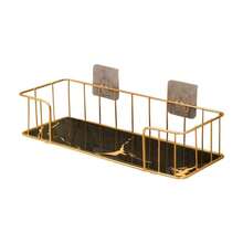1 pieza Estantería de baño con patrón de mármol, estantería de almacenamiento montada en la pared, estantería colgante para cabecera, estantería de libros montada en la pared para dormitorio, estantería colgante para mesita de noche - Blanco - Ver 7