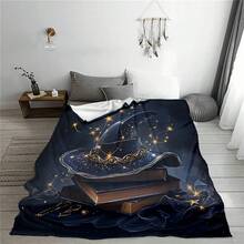 A Cozy Halloween-Themed Blanket Featuring A Design With A Witch'S Hat, Perfect For The Sofa, Bed, Travel, Camping, Living Room, Office, And Lightweight Flannel For Chairs And Beds - Mixed Colors - View 2