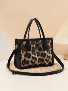 Niche Design Fashionable Women's Handbag, Leopard Print Shoulder Bag, Casual Crossbody Tote - Multicolor - View 8