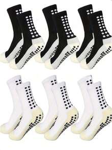 4/5/6 pares de calcetines deportivos de alto rendimiento para hombres, con agarre mejorado, tela transpirable que absorbe la humedad, adecuados para fútbol, baloncesto, correr y otros deportes - Multicolor - Ver 1