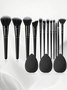 15件套化妆工具套装，包含：12支化妆刷+3个化妆海绵，一应俱全，新手友好 | 方便旅行携带，送礼佳品 | 新手/女性的完美之选 - 彩色 - 查看 1