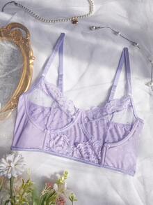 3pcs Lavender Lace Women's Lingerie Set - Mauve Purple - View 4