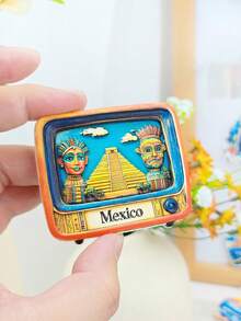 1 pezzo Calamita da frigo souvenir di viaggio in Messico, riproduzione di elementi classici in pittura 3D, come patatine di mais, cibo messicano taco, piramide maya, teschio della cultura, sombrero e procione che suona la chitarra, simboli iconici, colori vivaci e texture fine, decorazione per frigorifero domestico, regalo commemorativo di viaggio per amici e colleghi, adatto per collezione e decorazione quotidiana, combinando estetica e significato commemorativo - magneti da frigorifero - Visualizzare 5