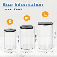 Transparent Acrylic Piggy Bank With Access Function, Transparent Coin Bank With Lid - Black - View 2