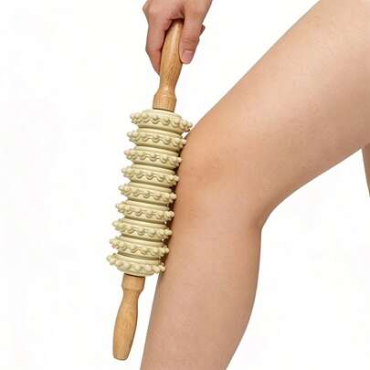 1支装9滚轮手持按摩棒，适用于手臂、腿部、大腿和背部，符合人体工学的手柄设计，可进行全身塑形、肌肉放松和缓解疲劳，小巧便携，可进行全身放松按摩，深层组织按摩，适合办公室工作人员、健身爱好者等使用。