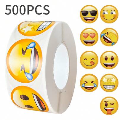 500pcs/Roll Creative Funny Expression Doodle Stickers, Party Decoration Labels Reward Gift Box Stickers