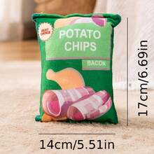 薯片造型毛绒狗狗玩具，带发声器 – 互动式洁牙宠物玩具 - 彩色 - 查看 6