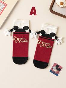Disney 4/1 Pair Cute 3d Hand-Holding Socks And Children's Christmas Knee-High Socks, A Fashionable Children's High Sock Party, A High-Quality Gift. School Is Back In Session, Fun And Fashionable Little Fans, Family Party Christmas Gift Hand-Holding Socks - Multicolor - View 11