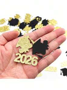100入 2026 金色與黑色博士帽畢業裝飾、辦公桌用品、畢業季裝飾、派對裝飾、甜點桌裝飾、節慶派對用品 - 畢業季紙屑 - 查看 3