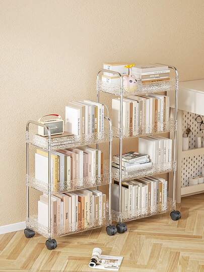 1. 精致多功能透明滚动推车 - 可拆卸，高承重，便携式化妆品收纳架，可存放零食、蔬菜、毛巾、书籍、衣物，带轮化妆品收纳架，易于组装，适用于厨房、浴室、客厅、宿舍、书房、卫生间、家庭和办公室的收纳和装饰，家庭聚会、礼品、装饰礼品，透明设计，方便查看，便携式化妆品架 | 现代收纳架 | 多层推车和衣柜