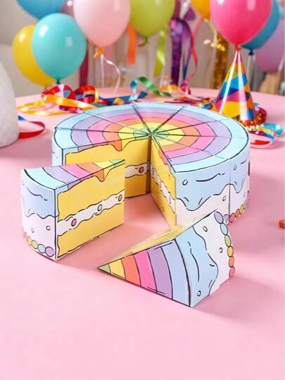 每套10个彩虹礼盒，蓝色彩虹图案纸质三角包装盒，适用于生日派对用品、婚礼新娘派对家居装饰、派对餐桌装饰、派对礼物和新年派对礼物。
