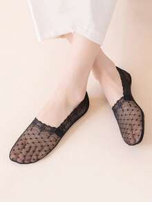 1/5/10双春夏女式学生风时尚亲肤透气波点镂空清凉不闷热船袜 - 彩色 - 查看 18