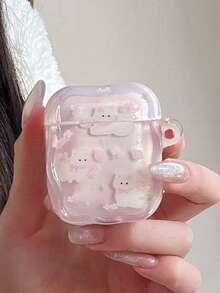 1个梦幻ins风可爱粉色蝴蝶花卉猫咪图案1/2/3/4保护套，卡通简约Pro/Pro 2/Pro 3无线蓝牙耳机保护套（不含耳机） - 粉色 - 查看 5