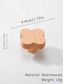 2个木质抽屉拉手，树形和四叶草造型橱柜把手 - 櫸木 - 查看 7