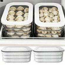 Bộ 1 hộp đựng thực phẩm xếp chồng được, hộp sắp xếp tủ lạnh, hộp bảo quản thịt, hộp đựng thực phẩm trong suốt 1/2/3/4 tầng, thiết kế xếp chồng chống rò rỉ, có thể tái sử dụng cho tủ lạnh và tủ đông, thích hợp để đựng phô mai, thịt bò cuộn, tôm, v.v. - Nhiều màu - Xem 8