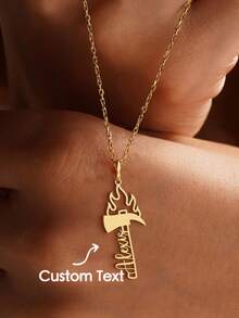 1pc Customized Firefighter Gift Necklace: Personalized Flame Pendant, Fire Department Accessory, Firefighter Wife Gift - Firefighters - View 2