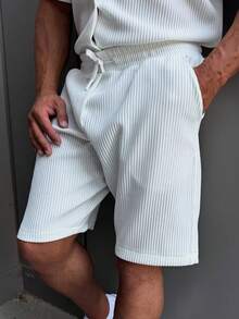 男士复古钞票印花夏季沙滩短裤 - 白色 - 查看 2