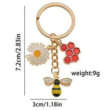 Aesthetic Bumble Bee Honeycomb Sunflower Keyring Fashion Enamel Flower Honey Jar Keychain For Women Girls Bag Charm Pendant Accessories Cute Backpack Decor Lanyard Car Key Holder Jewelry Gift For Bee Lovers Gardeners Teachers Bestie Sister Daughter Birthday Anniversary Christmas Stocking Stuffer Mother Day Present Gold Plated Alloy Metal Dainty Pearl Bee Charm Vibrant Yellow Summer Vibe Jewelry Boho Style Floral Key Chain Unique Handbag Ornament Purse Decoration Clasp Small Gift Idea For Kids Teens Students Tiny Cute Charms Durable Lightweight High Quality Craftsmanship Non-Tarnish Gold Tone Shiny Enamel Finish Nature Inspired Accessory Sweet Honeybee Theme Jewelry Collection Party Favors Wedding Guest Gifts Back To School Accessory Graduation Gift For Her Romantic Floral Bee Jewelry Fancy Key Organizer For House Keys Office Keys Wallet Charm Decorative Piece High Grade Texture Gift Box Choice - LS296-8.4g - View 9