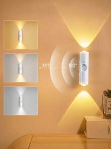 1/2 đèn ngủ LED sạc lại được, đèn treo tường 2 đầu, 3 màu điều chỉnh được, thích hợp cho hành lang, phòng ngủ, cầu thang, văn phòng (400mAh) (Màu nút ngẫu nhiên) - Nhiều màu - Xem 3