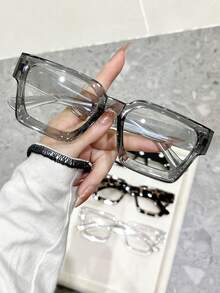 Bộ 4 gọng kính nhựa màu đen và xám trong suốt, kiểu dáng hình học, phù hợp cho sinh hoạt hàng ngày, công sở, lễ hội âm nhạc, hẹn hò và mọi khuôn mặt. - 4 miếng đậu phụ đen trắng pha chút xám 2208 - Xem 4