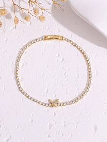 1 pieza Pulsera minimalista de mariposa con circonita cúbica brillante, de lujo y alta gama, regalo ideal para la novia - Pulsera - Ver 7