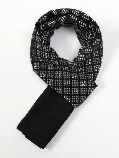 1pc Men's Double-Layer Business Scarf, Minimalist Fashion Necktie, Casual Warm Long Scarf