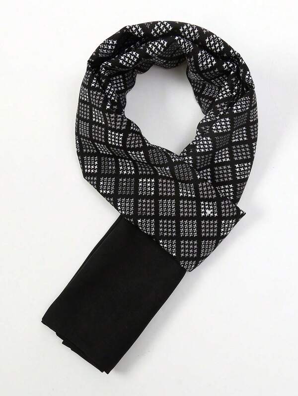 1pc Men's Double-Layer Business Scarf, Minimalist Fashion Necktie, Casual Warm Long Scarf