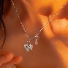 1pc S925 Silver Luxury Heart Lock Design Pendant Necklace With Sparkling Zirconia, Elegant Everyday Wear Jewelry, Quality Gift For Loved One - Silver - View 1