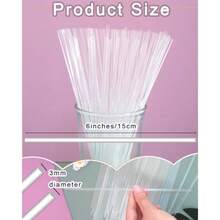100Pcs Acrylic Cake Pops Sticks Clear Round Plastic Str Acrylic Cake Topper Sticks Reusable Cocktail Stirrer  Party DIY Craf Rations 6-Inces - 6inches - View 3