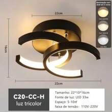 (3-In-1 Dimmable Light) Modern LED Pendant Chandelier For Hallway, Living Room, Bedroom & Kitchen | Wide Voltage 110V-220V - Negro - Ver 6