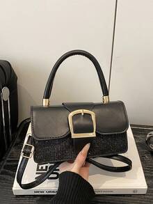 新款奢华简约时尚个性化高品质拼接单肩斜挎包 - 黑色 - 查看 10