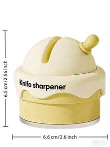 1pc MINKOJA Ceramic Double-Sided Knife Sharpener With Suction Cup, Ice Cream Design, Creative Kitchen Tool, Essential Christmas Gift For Chefs - Brown - View 8