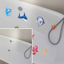 6pcs Cartoon Bathtub Stickers, Ocean Life Theme, Anti-Slip Matte Stickers, Cute Animal Decals, Suitable For Bathtub - Bathtub Stickers - View 5