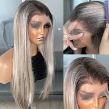 Kanekalon Futura Ombre Gold 13x6 Synthetic Lace Front Wig, 22 Inches Long Straight Hair, No Glue Needed, Kanekalon Material, Durable Synthetic Fiber, Free Parting, 150% Density, High Definition Transparent, Easy To Wear, Heat Resistant Fiber, Suitable For Women's Daily, Party, Vacation And Other Occasions - Blonde Ombre - View 2