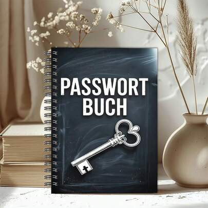 DANPERJI دفتر كلمة المرور الألماني - دفتر ملاحظات مربوط بحلزون مناسب للكمبيوتر/المكتب، دفتر كلمة المرور الفاخر مصمم للمسنين والمنسيين، دفتر كلمات المرور بحجم A5