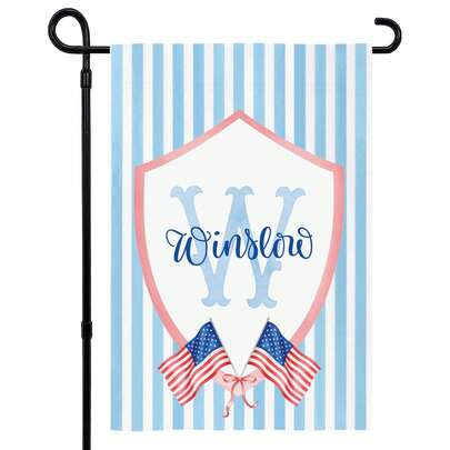 Custom Patriotic Garden Flag For Yard With Monogram, Personalized Flags For Outside  Design Your Own, Upload Your Photo  Yard Custom Garden Flags, Independence Day Fourth Of July (Patriotic Stripes Initial)