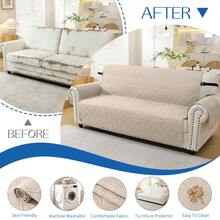 YSTYLE Quilted Sofa Cover 1/2/3/4 Seater With Armrests, Waterproof Sofa Cover, Universal Furniture Protector, Non-Slip, Stain Resistant, For Living Room - Apricot - View 4
