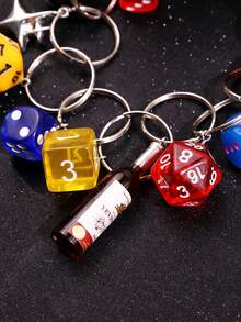1pc Punk Street Style Unique Tassel Multi-Pendant Bottle Dice Colorful Waist Chain Body Jewelry, Casual Streetwear Accessory For Men - Multicolor - View 6
