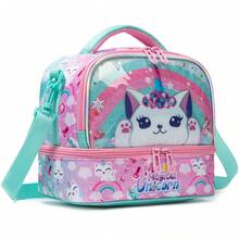 1pc Simple Classic Crossbody Bag Large Capacity For Daily Use Cartoon Printing Thermal Insulation Lunch Bag Kids Lunch Box Bag New Arrival-Buckles (Clear Or Lunch Bag Colour) Randomly Available - Crossbody Bag - View 2