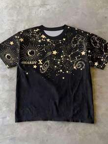 populares de la nueva temporada 2026 Manfinity Dauomo Letter R Graphic Colorful Print Casual Men T-Shirt - Negro 2 - Ver 20