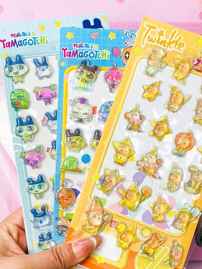 3D立体卡通贴纸，适合手工爱好者。高透明环氧树脂使卡通图案更加生动逼真，3D立体浮雕设计带来视觉和触觉的双重体验。多种卡通风格可供选择！防水、耐磨、防褪色，是手工剪贴簿、相册装饰和DIY卡片的理想之选，激发无限创意！